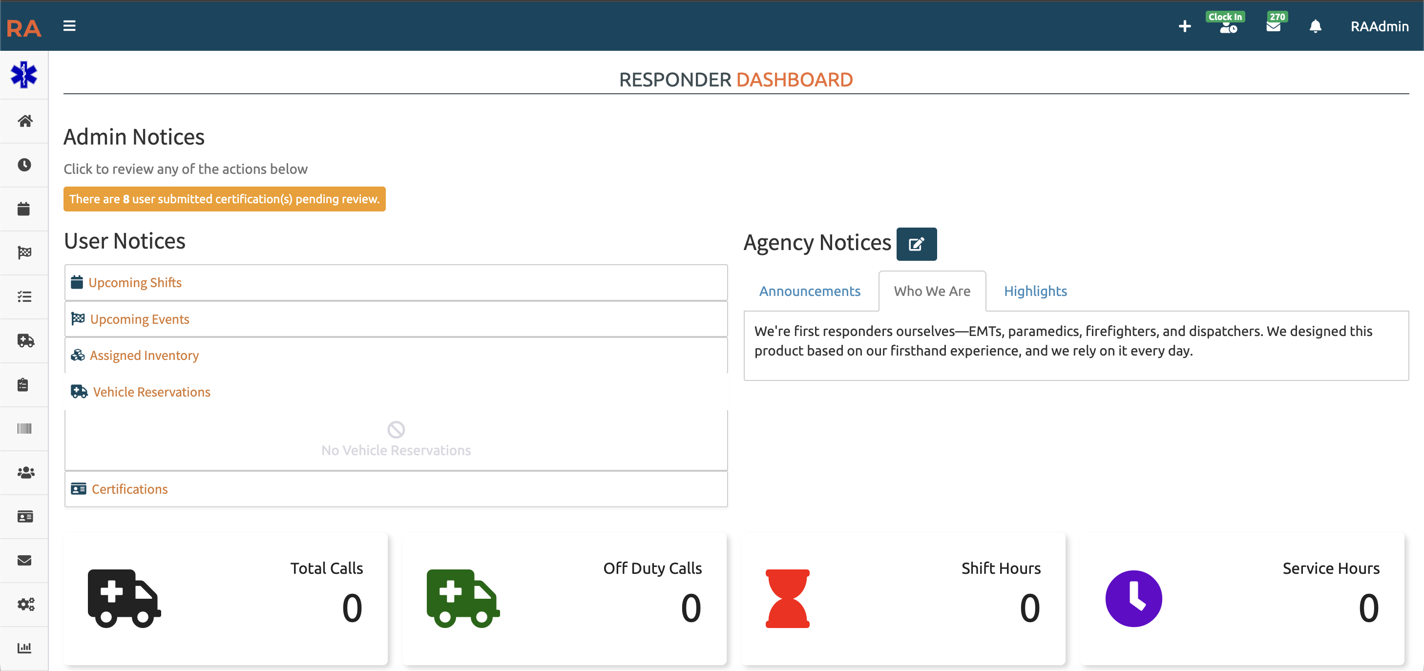 ResponderAdmin Dashboard